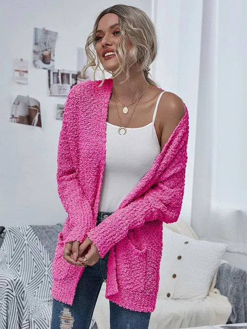 Hot Pink Knit Open Cardigan - Whatever You Like Shop