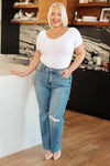 Judy Blue Denim Bree High Rise Control Top Distressed Straight Jeans - Whatever You Like Shop