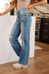 Judy Blue Denim Bree High Rise Control Top Distressed Straight Jeans - Whatever You Like Shop