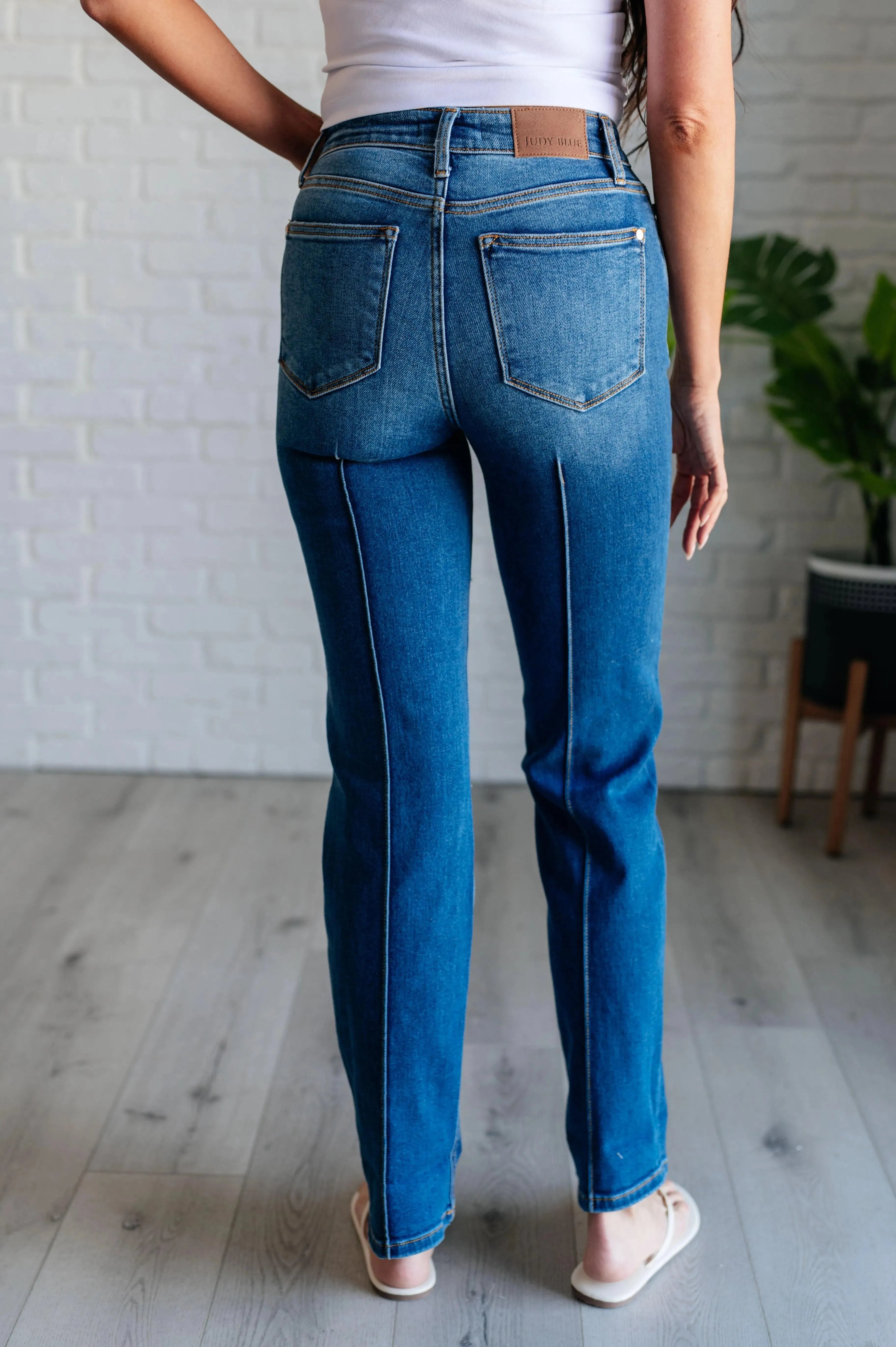 Judy Blue Denim Campbell High Rise Center Seam Detail Straight Jeans - Whatever You Like Shop