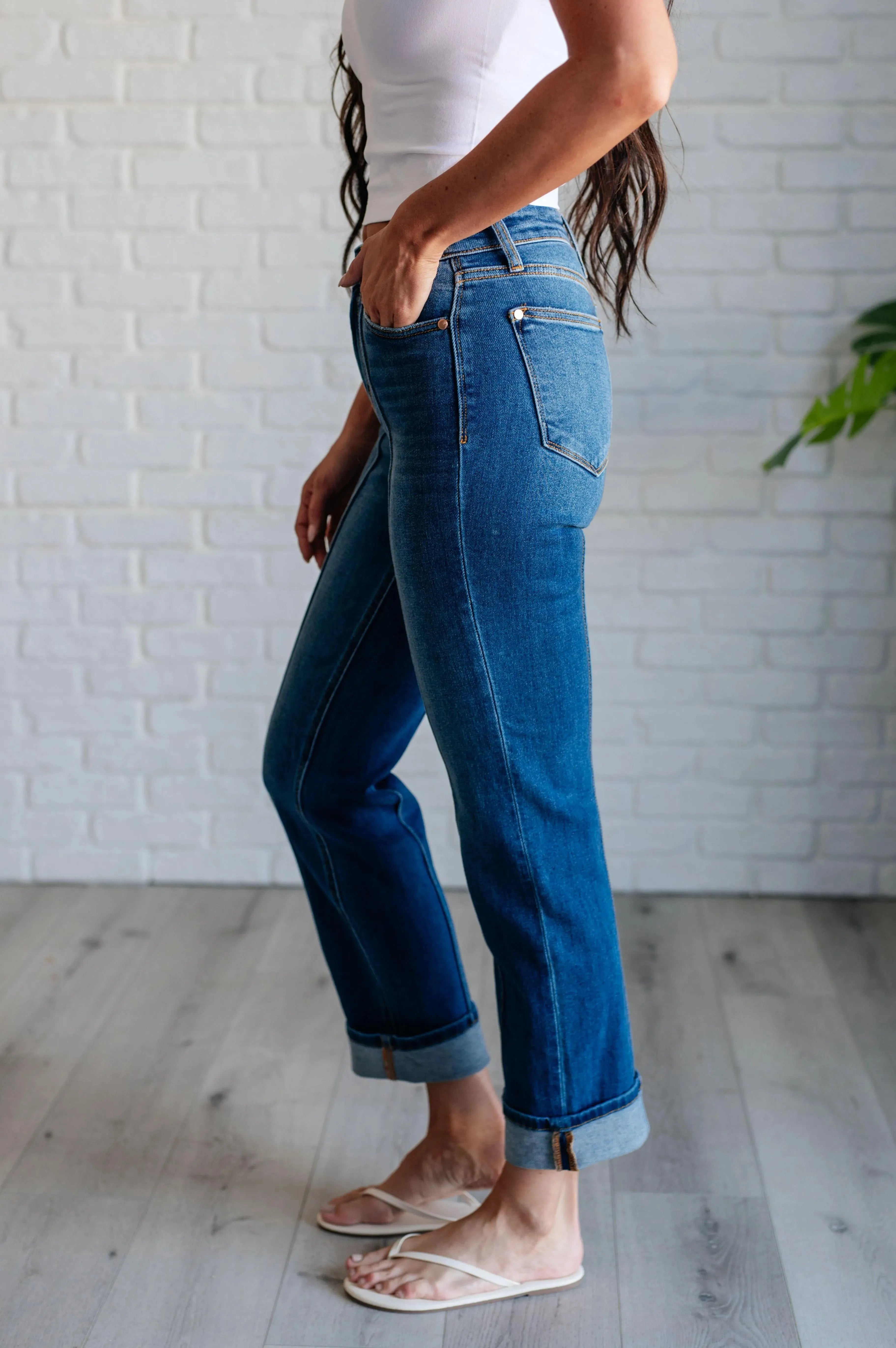 Judy Blue Denim Campbell High Rise Center Seam Detail Straight Jeans - Whatever You Like Shop