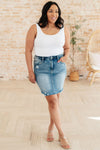 Judy Blue Denim Carol High Rise Rigid Magic Denim Skirt - Whatever You Like Shop