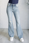 Judy Blue Denim Caroline Mid Rise Control Top Distressed Flare Jeans - Whatever You Like Shop