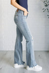 Judy Blue Denim Caroline Mid Rise Control Top Distressed Flare Jeans - Whatever You Like Shop