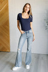 Judy Blue Denim Caroline Mid Rise Control Top Distressed Flare Jeans - Whatever You Like Shop