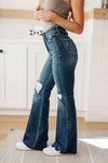 Judy Blue Denim Cassandra High Rise Control Top Distressed Flare Jeans - Whatever You Like Shop