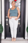 Judy Blue Denim Charlene High Rise Jogger in Ecru - Whatever You Like Shop