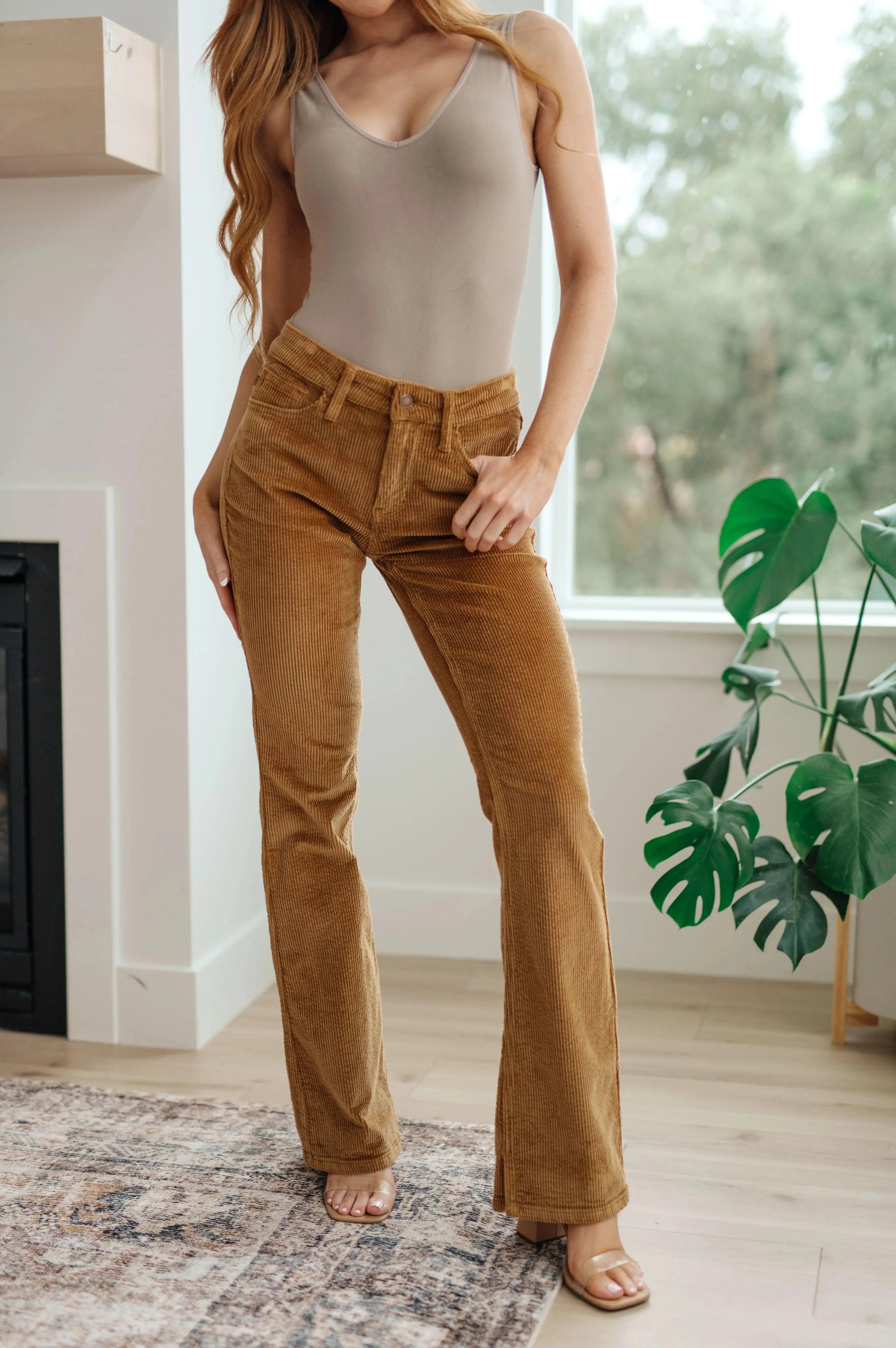 Judy Blue Denim Cordelia Bootcut Corduroy Pants in Camel - Whatever You Like Shop