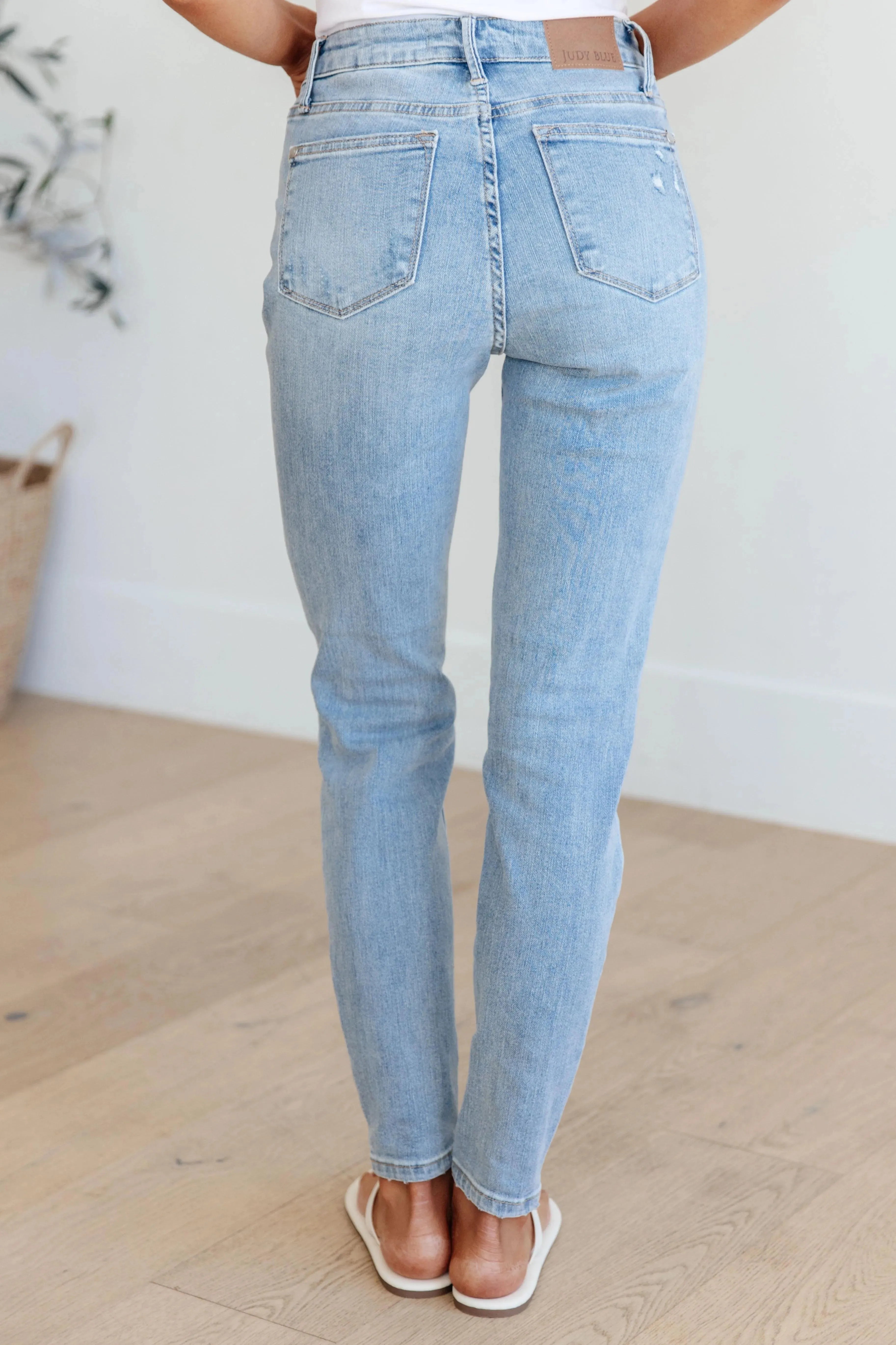 Judy Blue Denim Eloise Mid Rise Control Top Distressed Skinny Jeans - Whatever You Like Shop