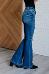 Judy Blue Denim Gabriella Mid Rise Distressed Button Fly Flare - Whatever You Like Shop