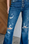 Judy Blue Denim Gabriella Mid Rise Distressed Button Fly Flare - Whatever You Like Shop