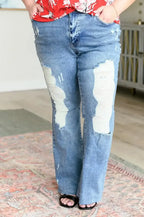 Judy Blue Denim Kiana High Rise Heavy Destroy Flare Jeans - Whatever You Like Shop
