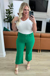 Judy Blue Denim Lisa High Rise Control Top Wide Leg Crop Jeans in Kelly Green - Whatever You Like Shop