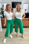 Judy Blue Denim Lisa High Rise Control Top Wide Leg Crop Jeans in Kelly Green - Whatever You Like Shop