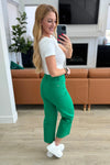 Judy Blue Denim Lisa High Rise Control Top Wide Leg Crop Jeans in Kelly Green - Whatever You Like Shop