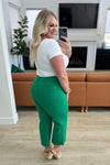 Judy Blue Denim Lisa High Rise Control Top Wide Leg Crop Jeans in Kelly Green - Whatever You Like Shop