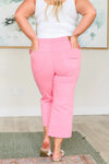 Judy Blue Denim Lisa High Rise Control Top Wide Leg Crop Jeans in Pink - Whatever You Like Shop