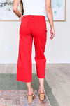 Judy Blue Denim Lisa High Rise Control Top Wide Leg Crop Jeans in Red - Whatever You Like Shop