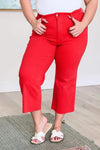 Judy Blue Denim Lisa High Rise Control Top Wide Leg Crop Jeans in Red - Whatever You Like Shop