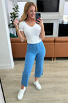 Judy Blue Denim Lisa High Rise Control Top Wide Leg Crop Jeans in Sky Blue - Whatever You Like Shop