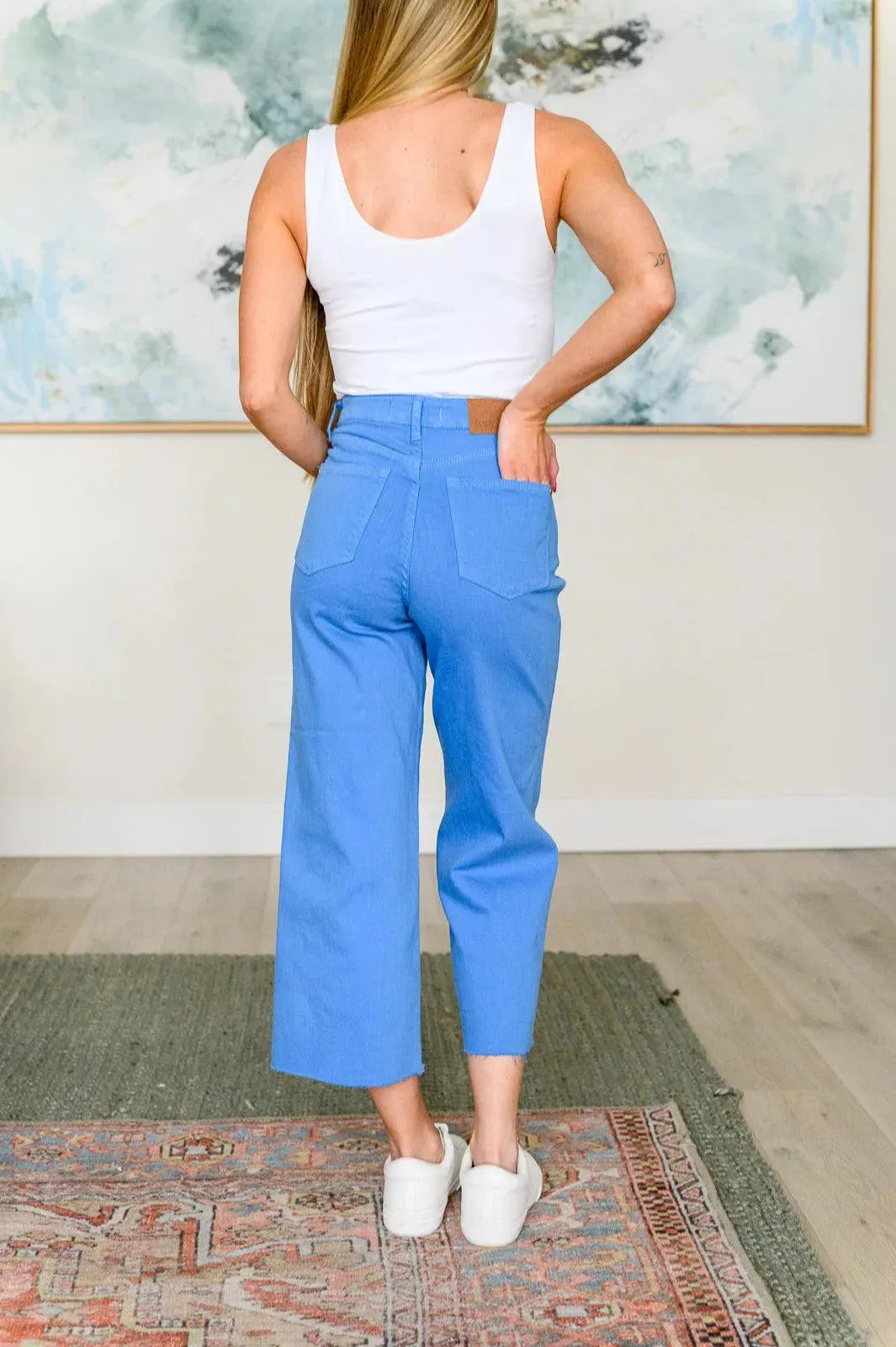 Judy Blue Denim Lisa High Rise Control Top Wide Leg Crop Jeans in Sky Blue - Whatever You Like Shop