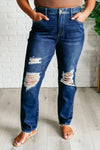 Judy Blue Denim Montana High Rise Rigid Magic Distressed Straight Jeans - Whatever You Like Shop