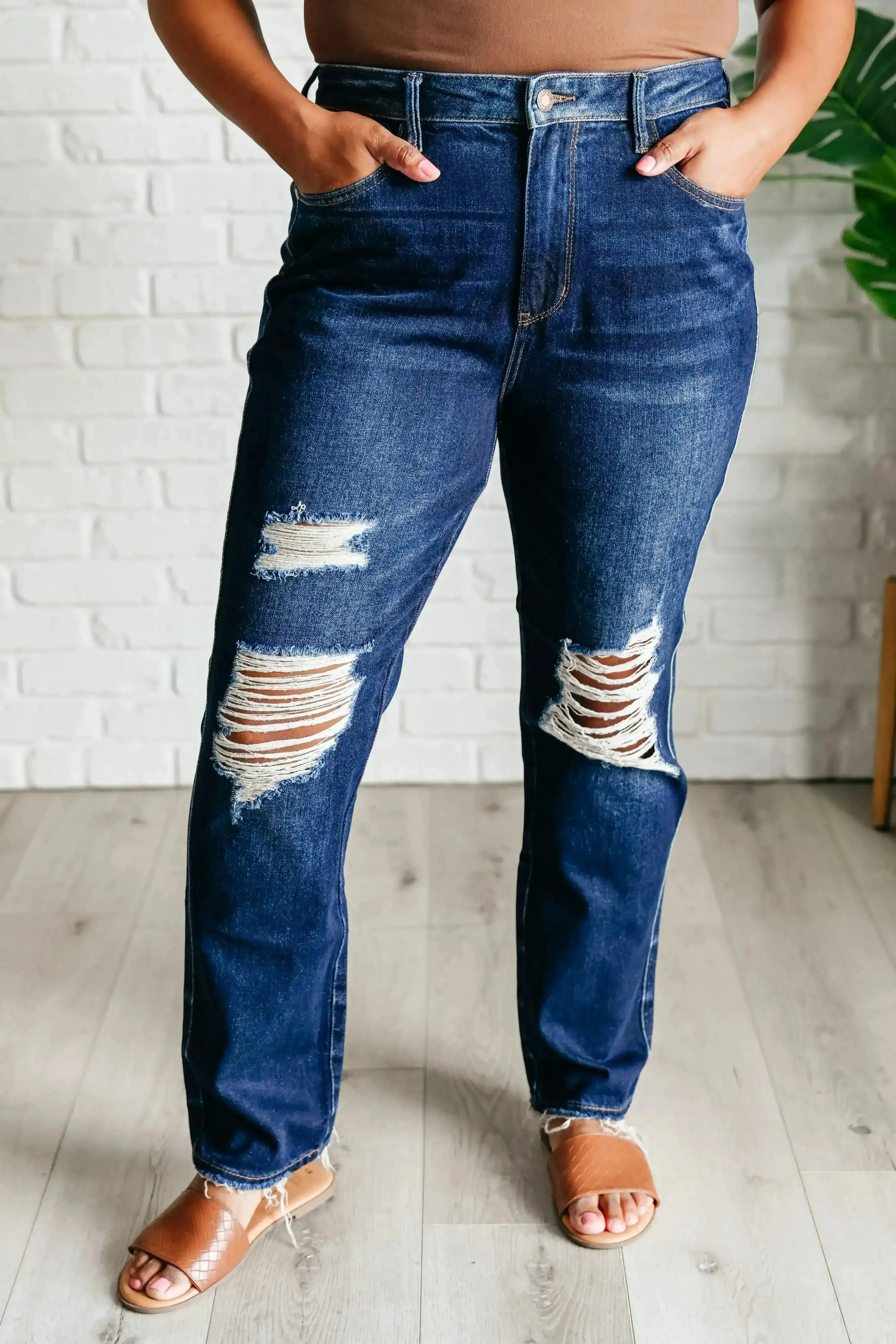 Montana High Rise Rigid Magic Distressed Straight Jeans - Whatever You Like Shop