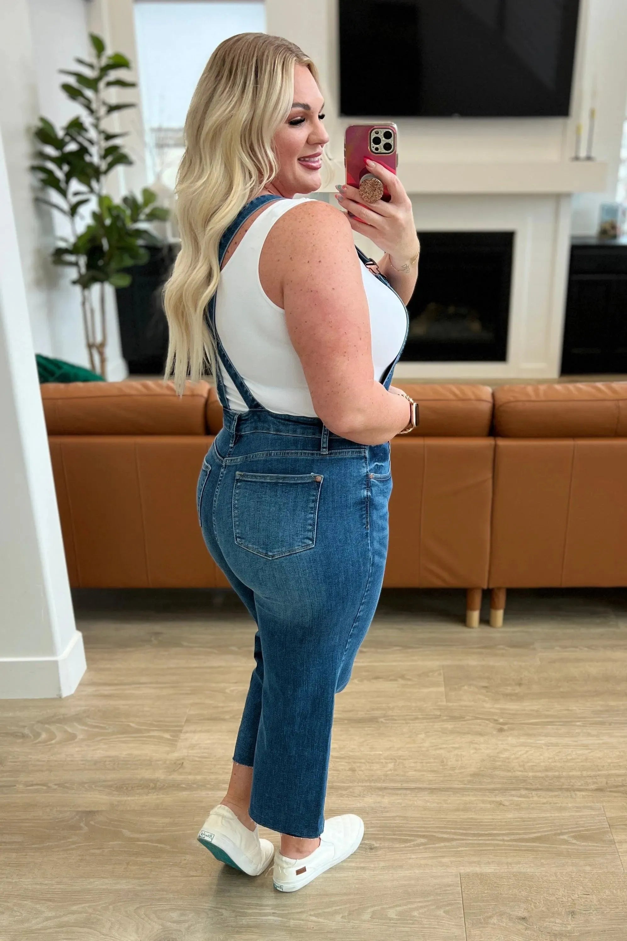 Judy Blue Denim Priscilla High Rise Crop Wide Leg Denim Overalls - Whatever You Like Shop