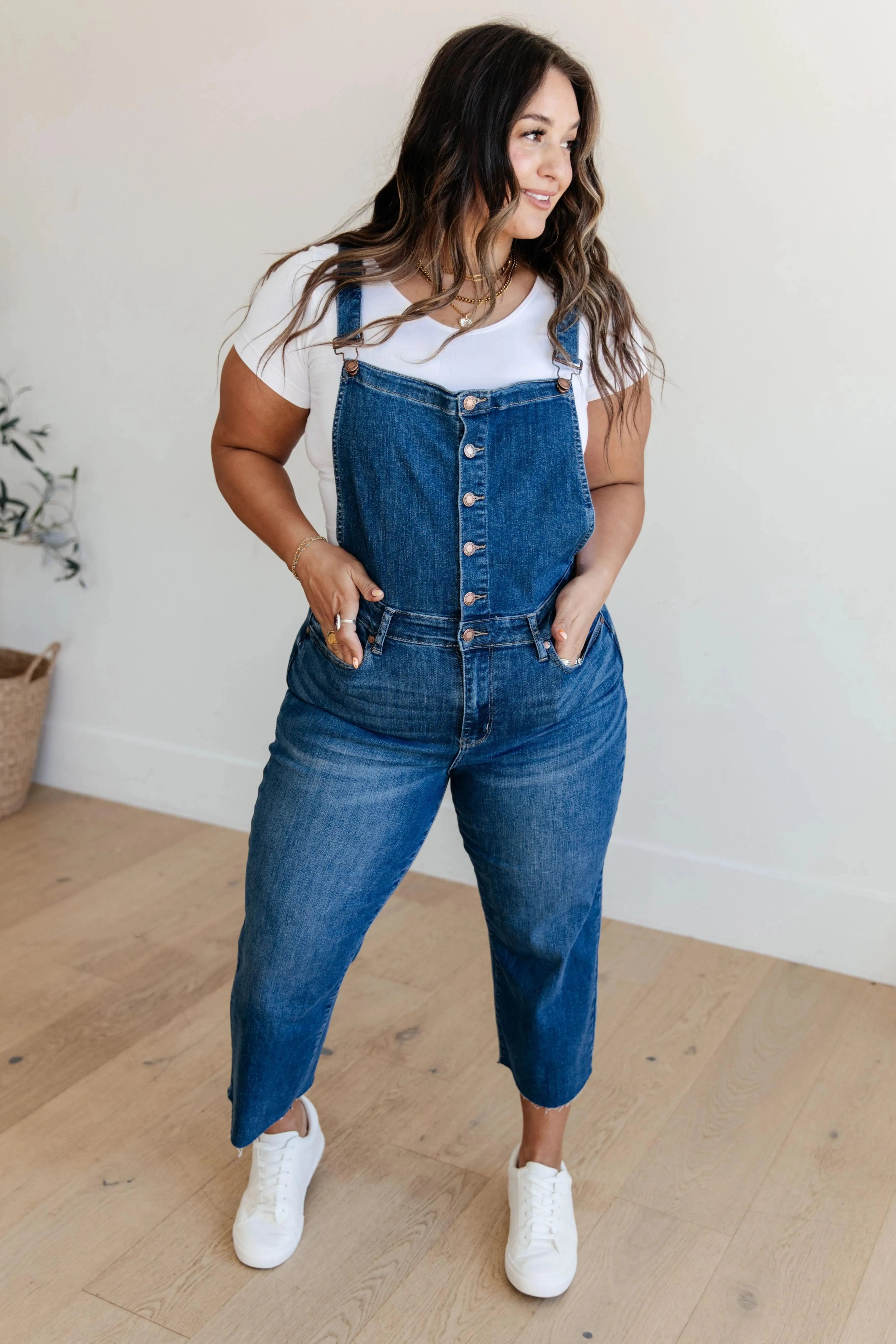 Judy Blue Denim Priscilla High Rise Crop Wide Leg Denim Overalls - Whatever You Like Shop