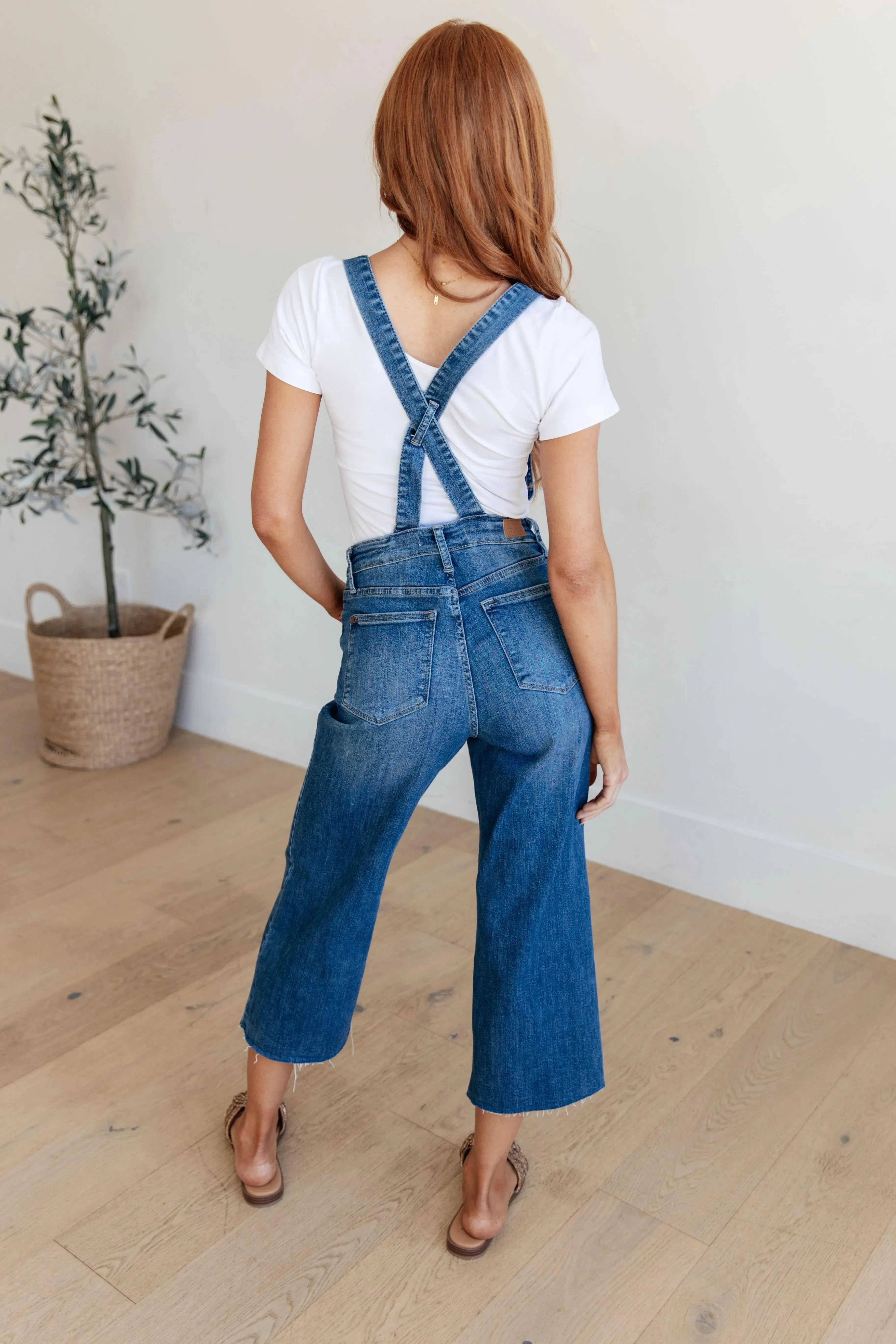 Judy Blue Denim Priscilla High Rise Crop Wide Leg Denim Overalls - Whatever You Like Shop