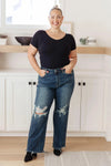 Judy Blue Denim Rose High Rise 90's Straight Jeans in Dark Wash - Whatever You Like Shop