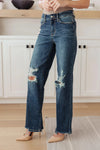 Judy Blue Denim Rose High Rise 90's Straight Jeans in Dark Wash - Whatever You Like Shop