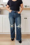 Judy Blue Denim Rose High Rise 90's Straight Jeans in Dark Wash - Whatever You Like Shop