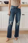 Judy Blue Denim Rose High Rise 90's Straight Jeans in Dark Wash - Whatever You Like Shop