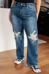 Judy Blue Denim Rose High Rise 90's Straight Jeans in Dark Wash - Whatever You Like Shop