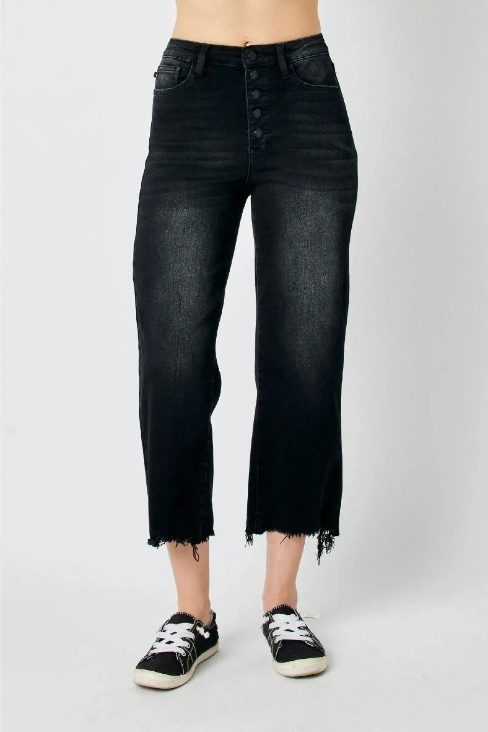 Judy Blue Denim Ryan High Rise Button Fly Wide Leg Crop Jeans - Whatever You Like Shop