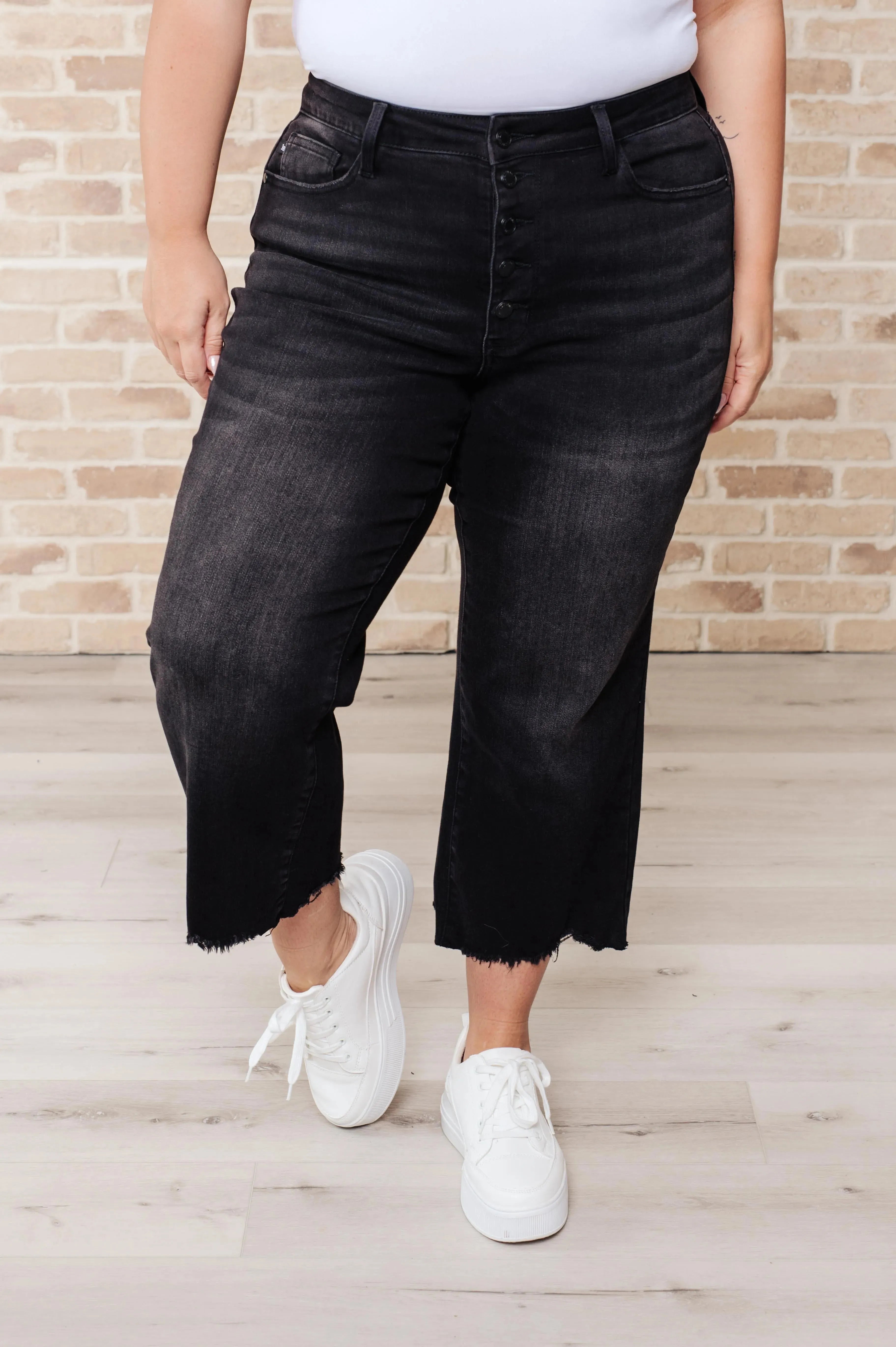 Judy Blue Denim Ryan High Rise Button Fly Wide Leg Crop Jeans - Whatever You Like Shop