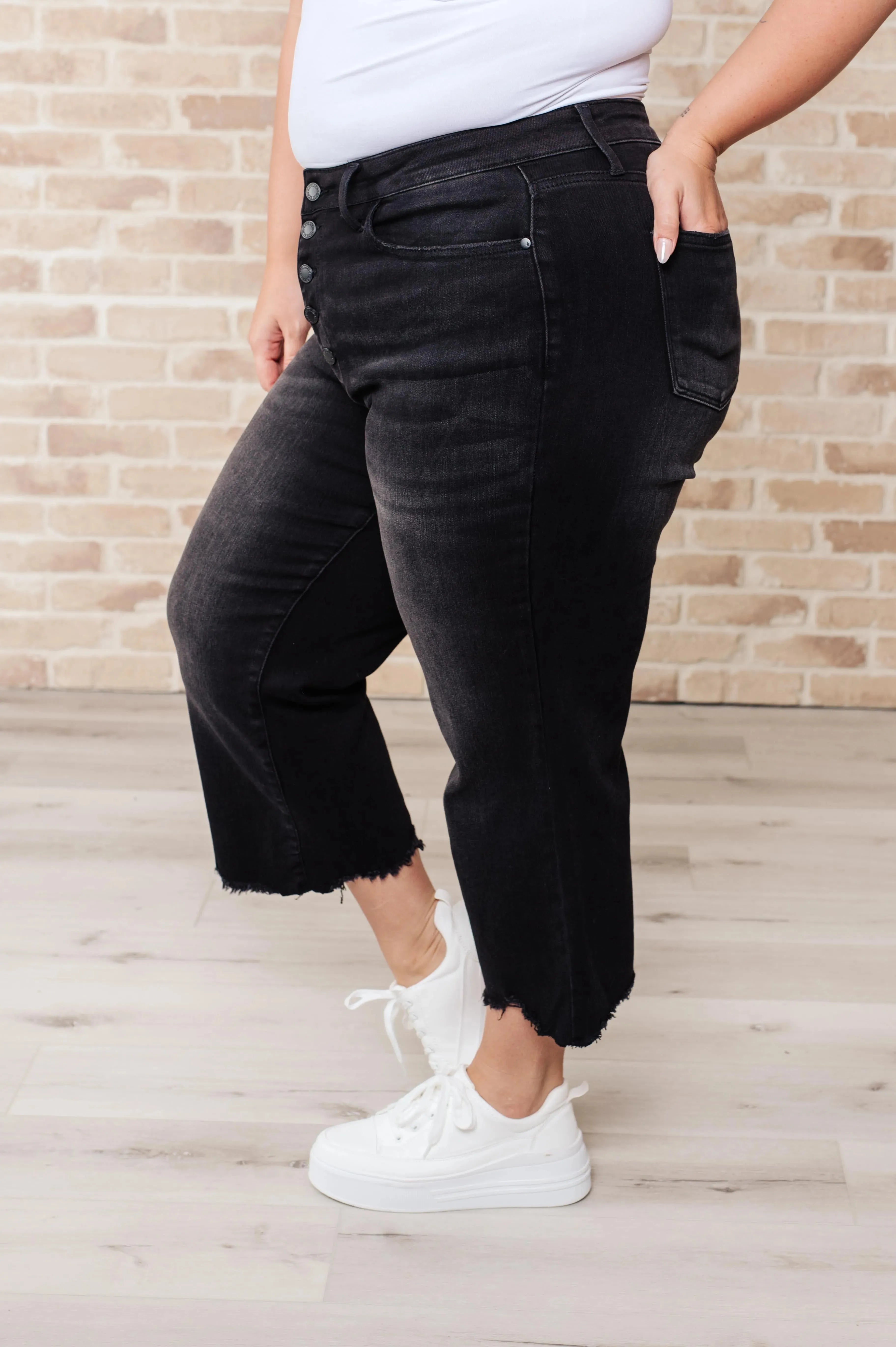 Judy Blue Denim Ryan High Rise Button Fly Wide Leg Crop Jeans - Whatever You Like Shop