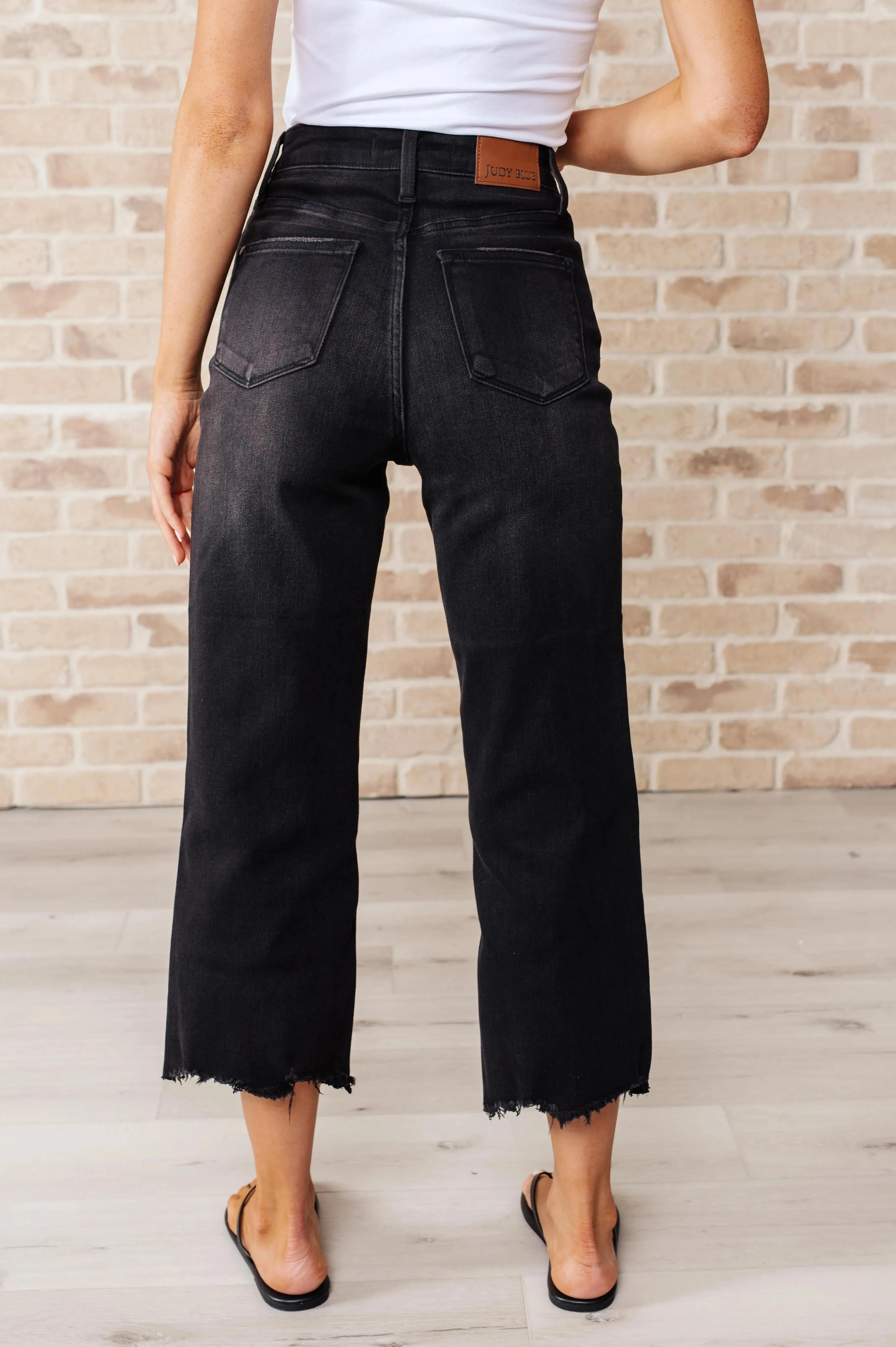 Judy Blue Denim Ryan High Rise Button Fly Wide Leg Crop Jeans - Whatever You Like Shop