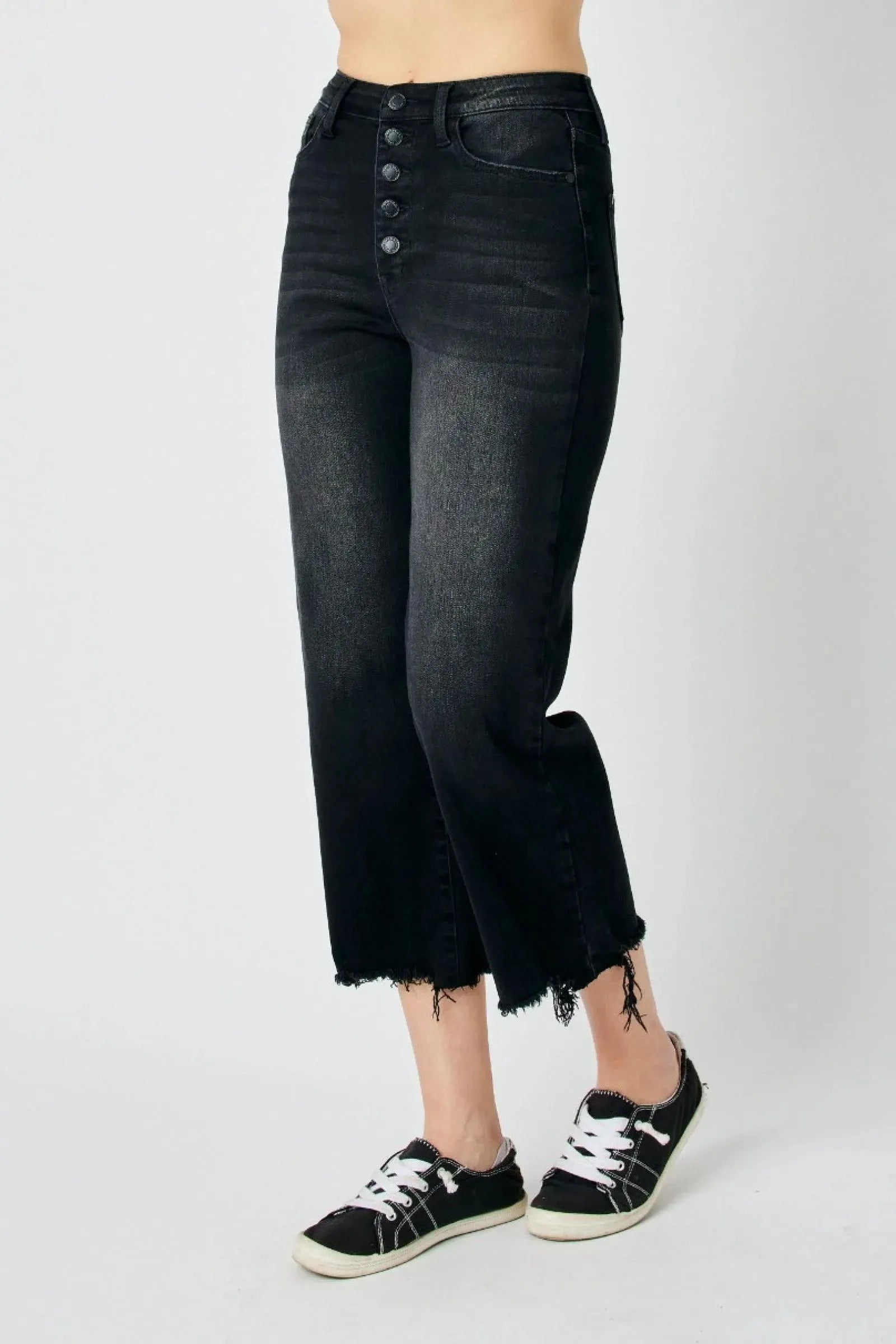 Judy Blue Denim Ryan High Rise Button Fly Wide Leg Crop Jeans - Whatever You Like Shop