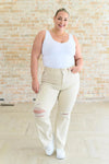 Judy Blue Denim Selena High Rise Distressed 90's Straight Jeans in Bone - Whatever You Like Shop