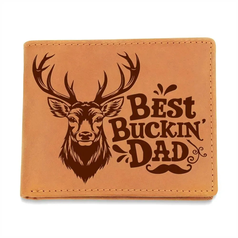 Leather Wallet-Best Bucking Dad - Whatever You Like Shop