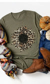 Leopard Print Sunflower Graphic Tee - Whatever You Like Shop