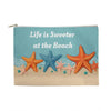 Life is Sweeter at the Beach Fabric Zippered Pouch Large - Whatever You Like Shop