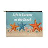 Life is Sweeter at the Beach Fabric Zippered Pouch Large - Whatever You Like Shop