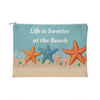 Life is Sweeter at the Beach Fabric Zippered Pouch Small - Whatever You Like Shop