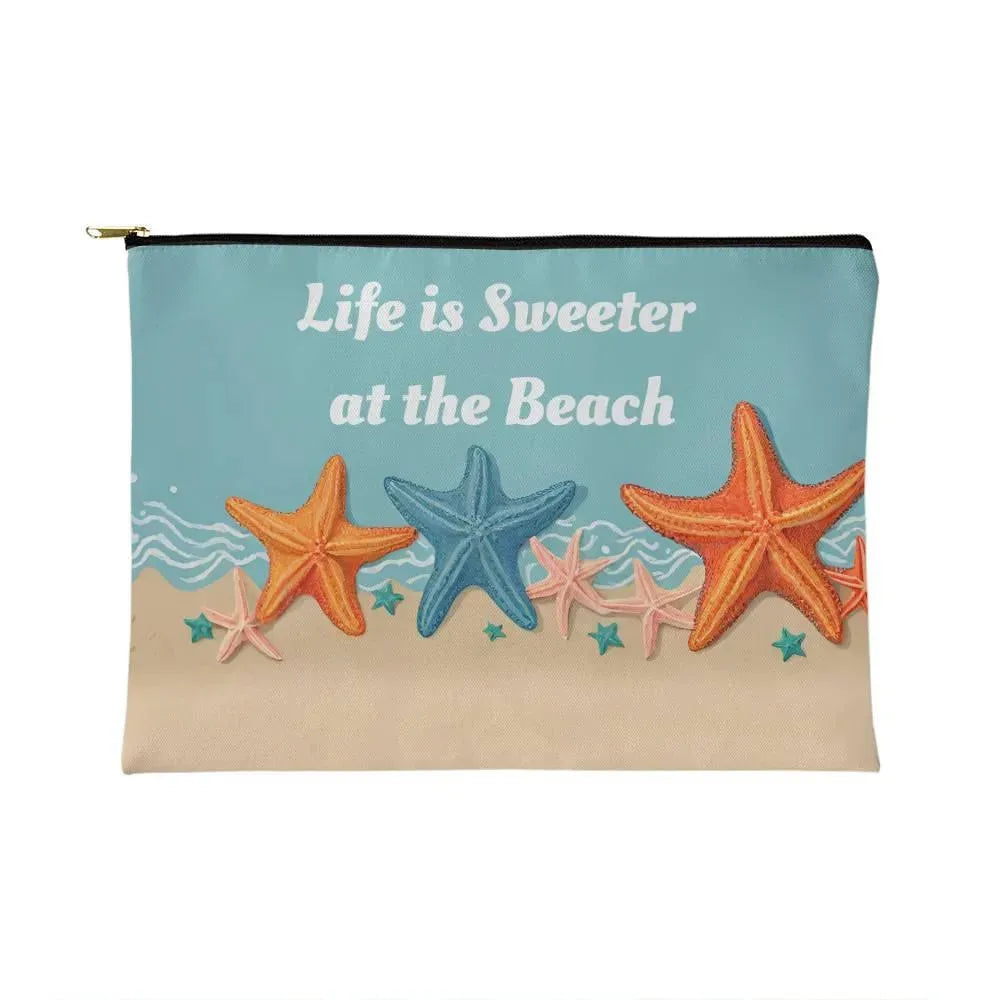 Life is Sweeter at the Beach Fabric Zippered Pouch Small - Whatever You Like Shop