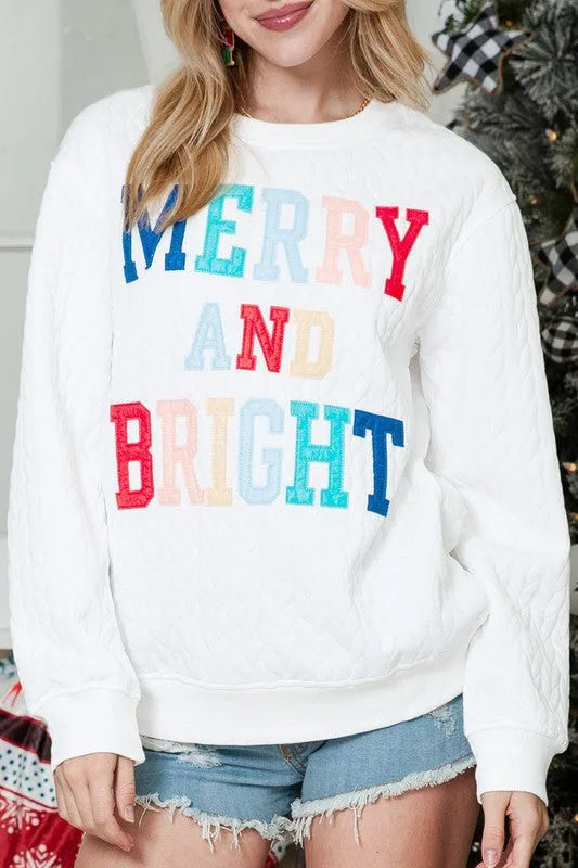 Merry and Bright Quilted Sweatshirt - Whatever You Like Shop