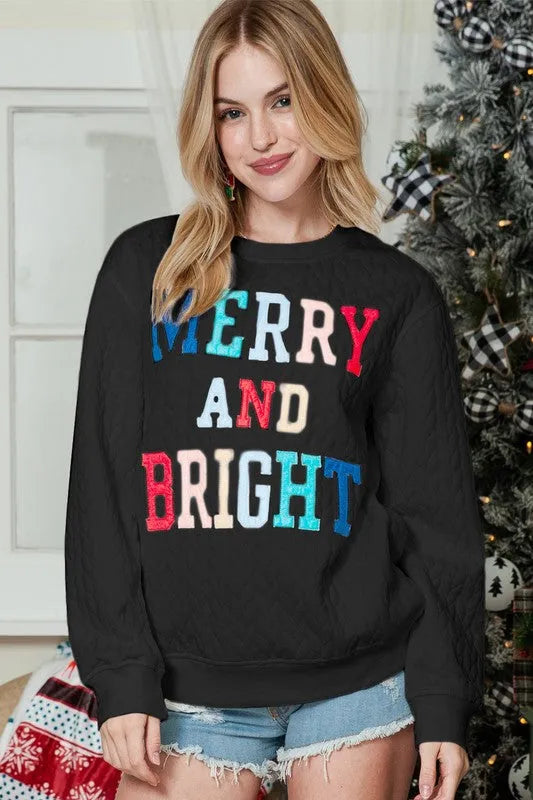 Merry and Bright Quilted Sweatshirt - Whatever You Like Shop