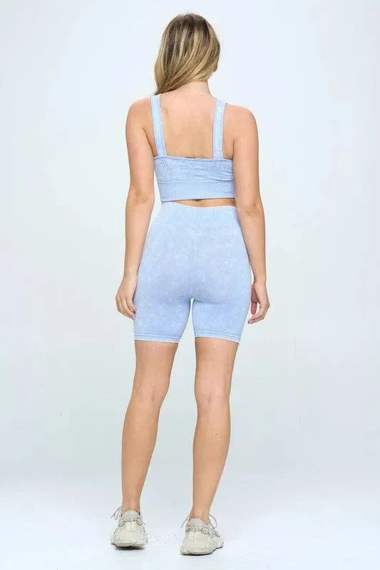 Mineral Wash Biker Shorts Set - Whatever You Like Shop